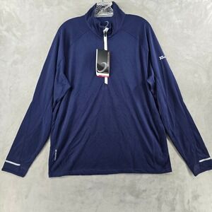 NEW Zero Restriction Quarter Zip Pullover Mens Large Navy Blue Z425 Tech Layer